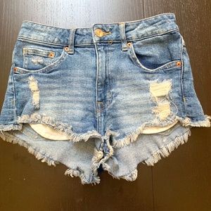 DIVIDED Ripped Jean Shorts Medium Wash